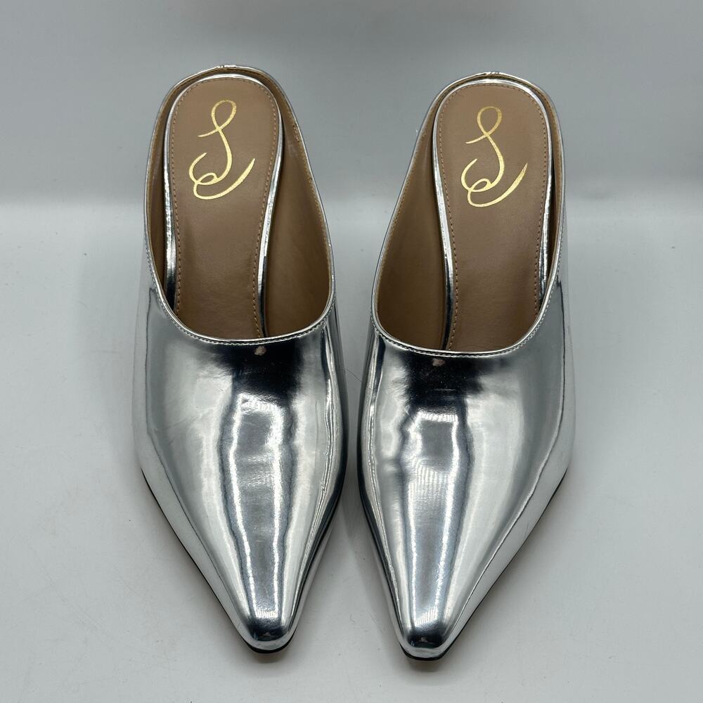SAM EDELMAN Vonn Heeled Mule Metallic Silver Sz 10 $150 - Picture 3 of 7